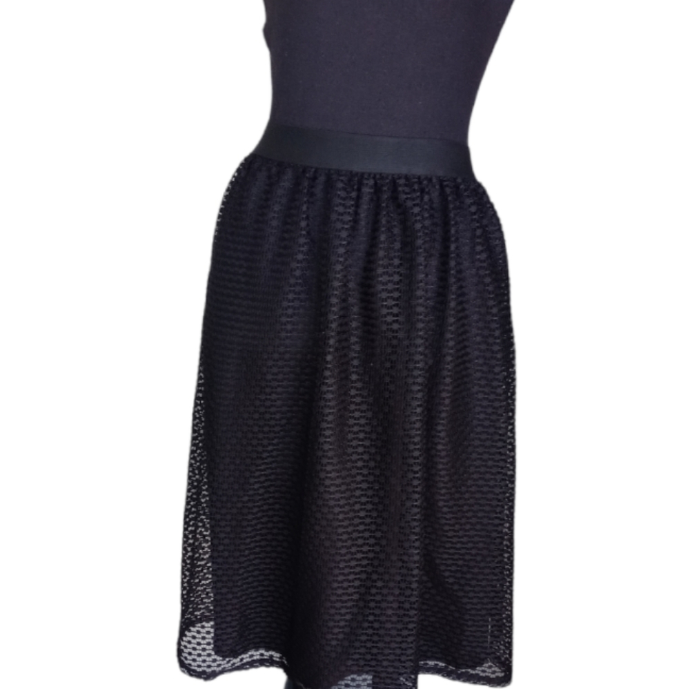 Xhilaration Black Lace Backstage Beauty Collection Full Elastic Waist Skirt